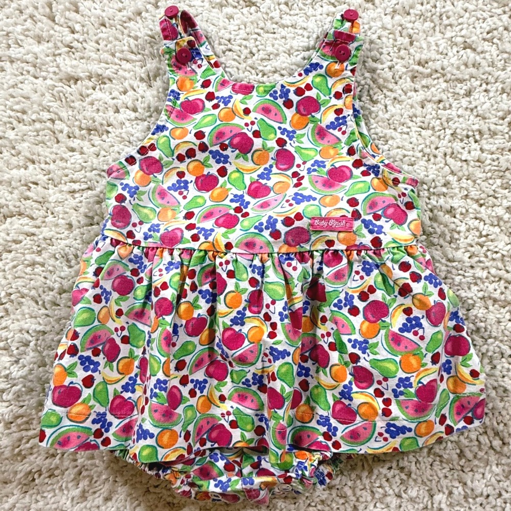 Vintage Baby OshKosh Bgosh Fruit Print Bubble Romper‎ 12M Hard to Find HTF Rare